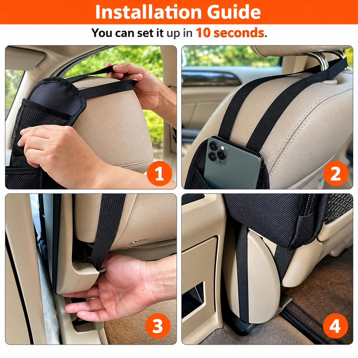 Car Seat Back Organizer – Multi-Pocket Hanging Storage Bag for Phone & Accessories