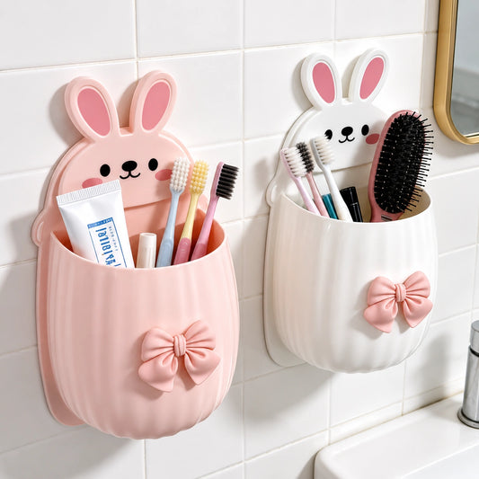Large Capacity Bathroom Wall Organizer – Drainable Toothbrush & Toiletry Rack