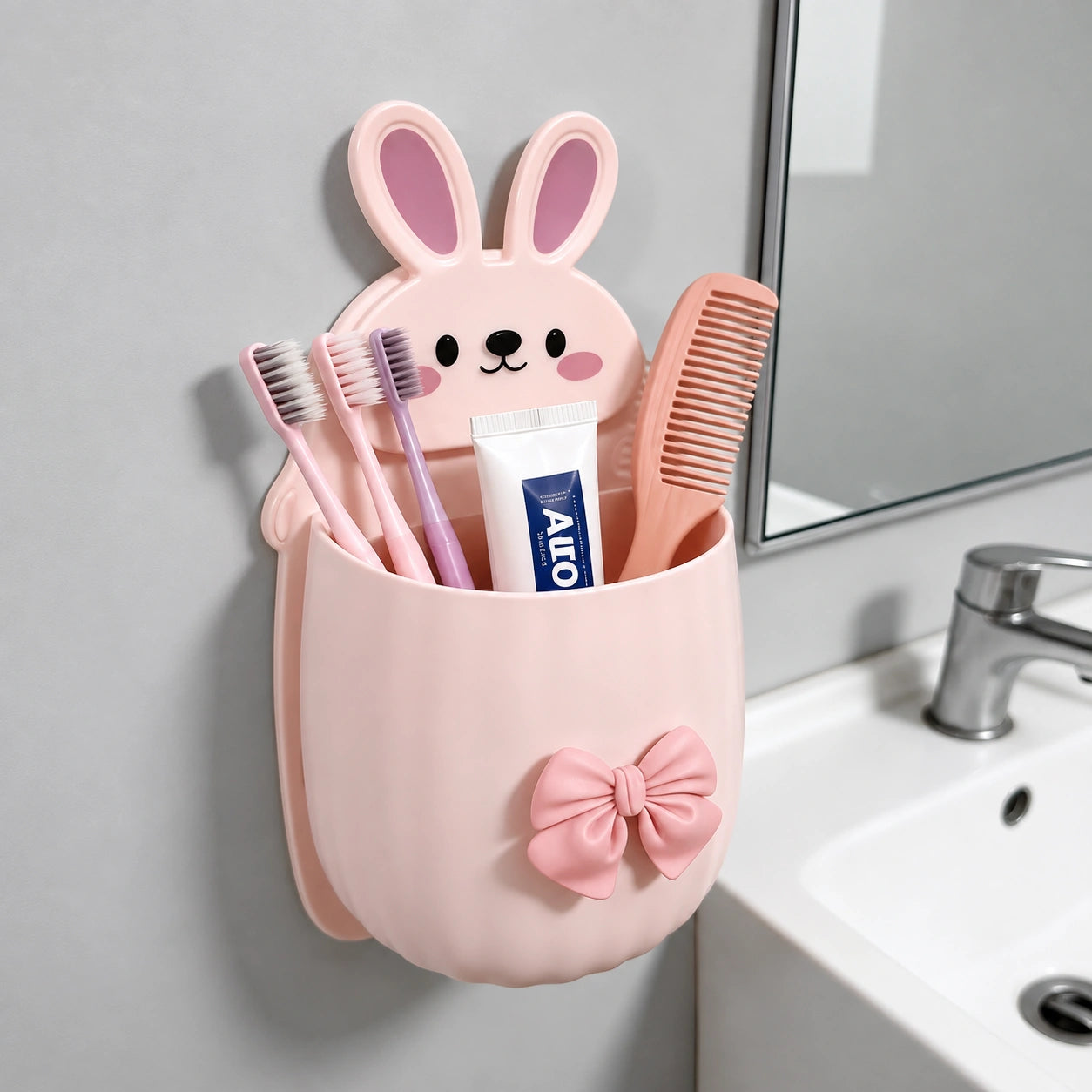 Large Capacity Bathroom Wall Organizer – Drainable Toothbrush & Toiletry Rack