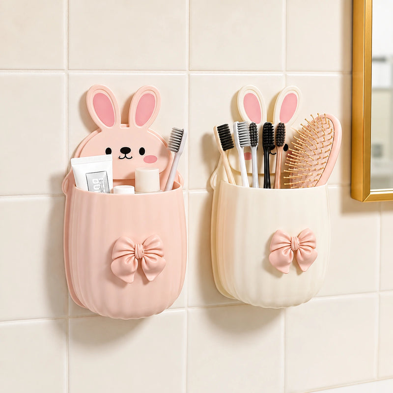 Large Capacity Bathroom Wall Organizer – Drainable Toothbrush & Toiletry Rack