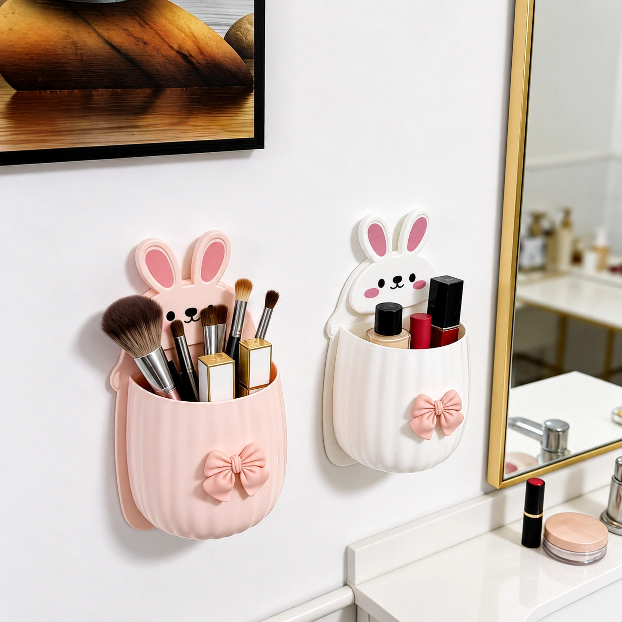 Large Capacity Bathroom Wall Organizer – Drainable Toothbrush & Toiletry Rack