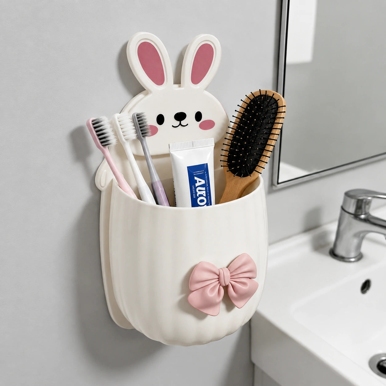 Large Capacity Bathroom Wall Organizer – Drainable Toothbrush & Toiletry Rack