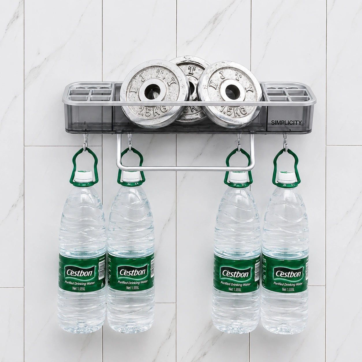 Adhesive Bathroom & Makeup Shelf with Towel Hanger – No-Drill Cosmetic Organizer