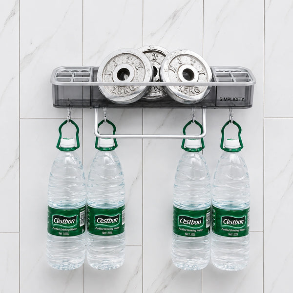Adhesive Bathroom & Makeup Shelf with Towel Hanger – No-Drill Cosmetic Organizer