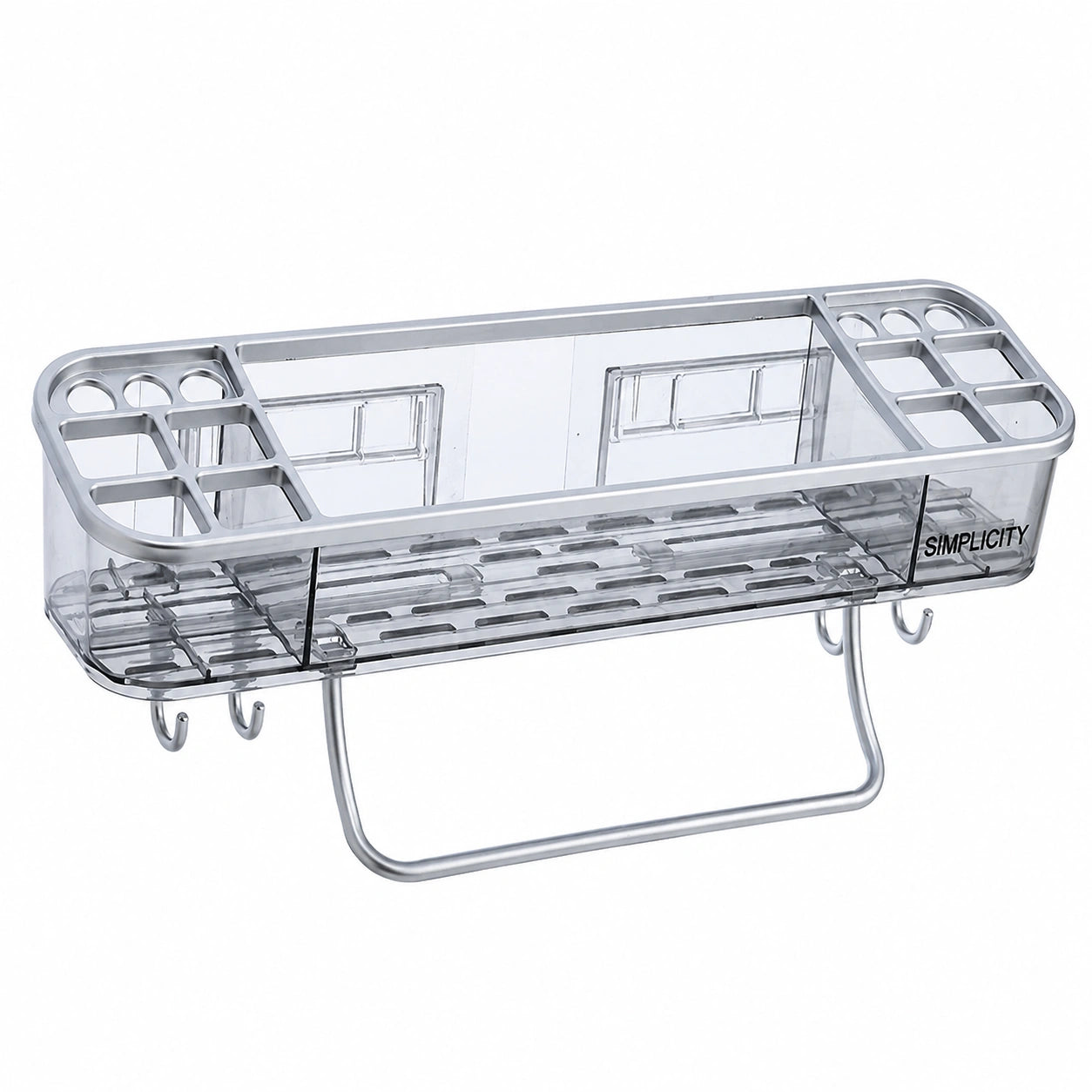 Adhesive Bathroom & Makeup Shelf with Towel Hanger – No-Drill Cosmetic Organizer
