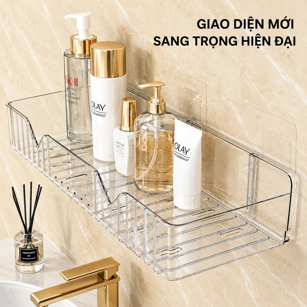 Luxury Bathroom Corner Shelf – No-Drill Shower Caddy & Toiletry Organizer