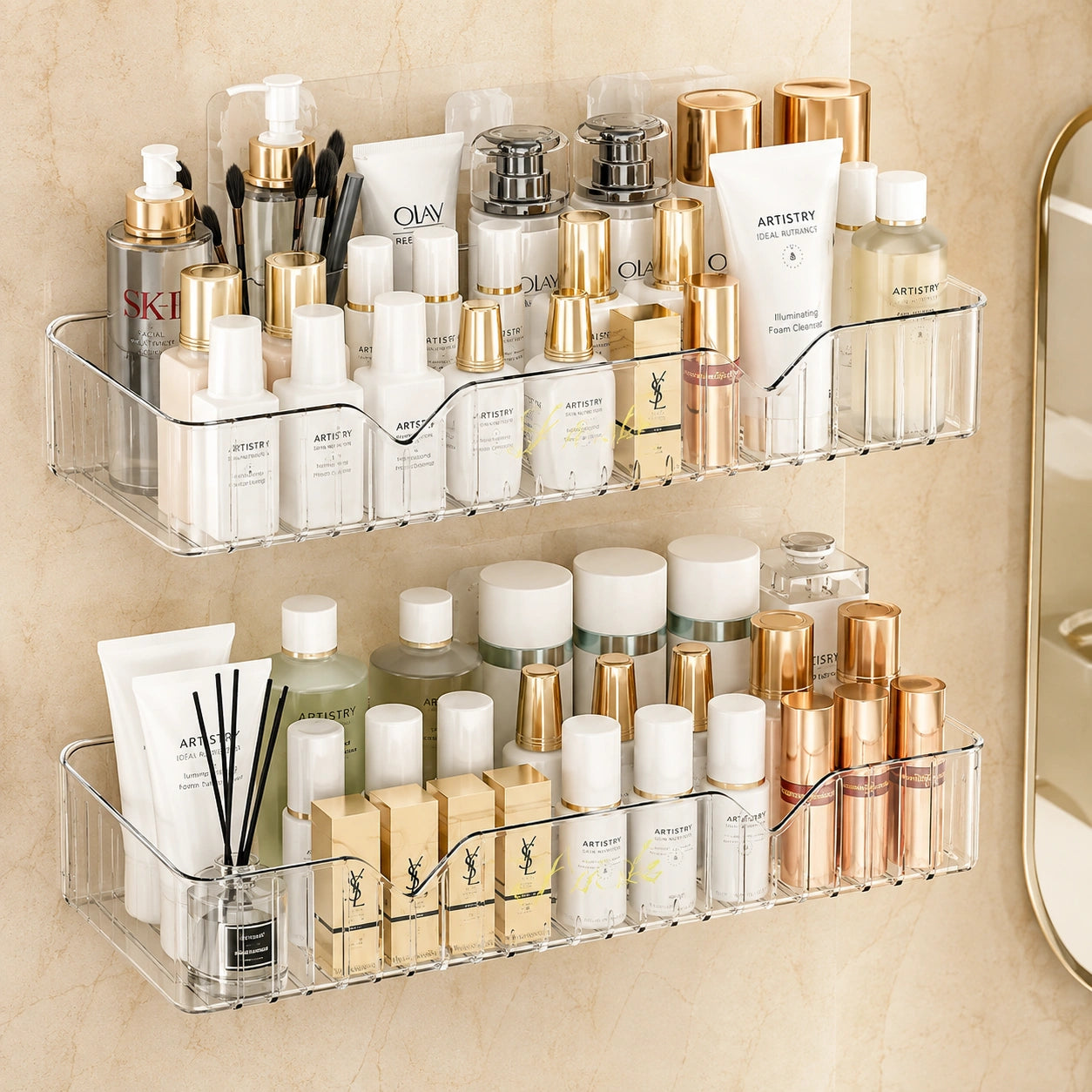 Luxury Bathroom Corner Shelf – No-Drill Shower Caddy & Toiletry Organizer