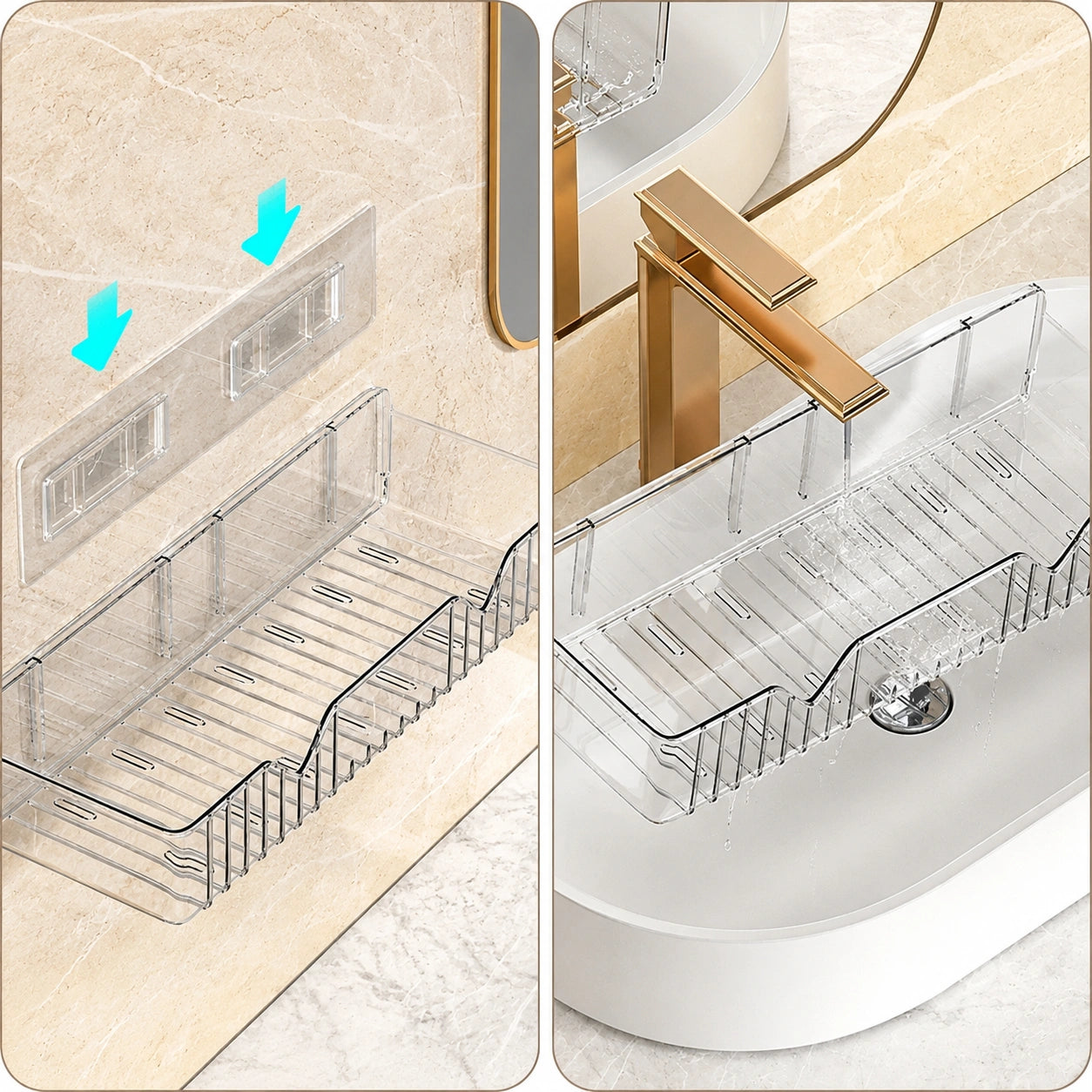 Luxury Bathroom Corner Shelf – No-Drill Shower Caddy & Toiletry Organizer