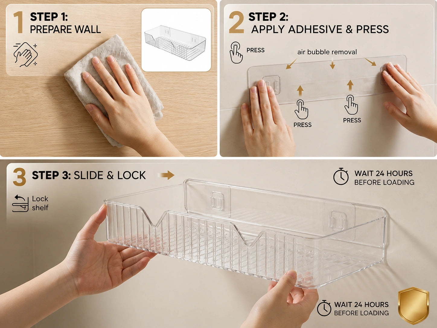 Luxury Bathroom Corner Shelf – No-Drill Shower Caddy & Toiletry Organizer