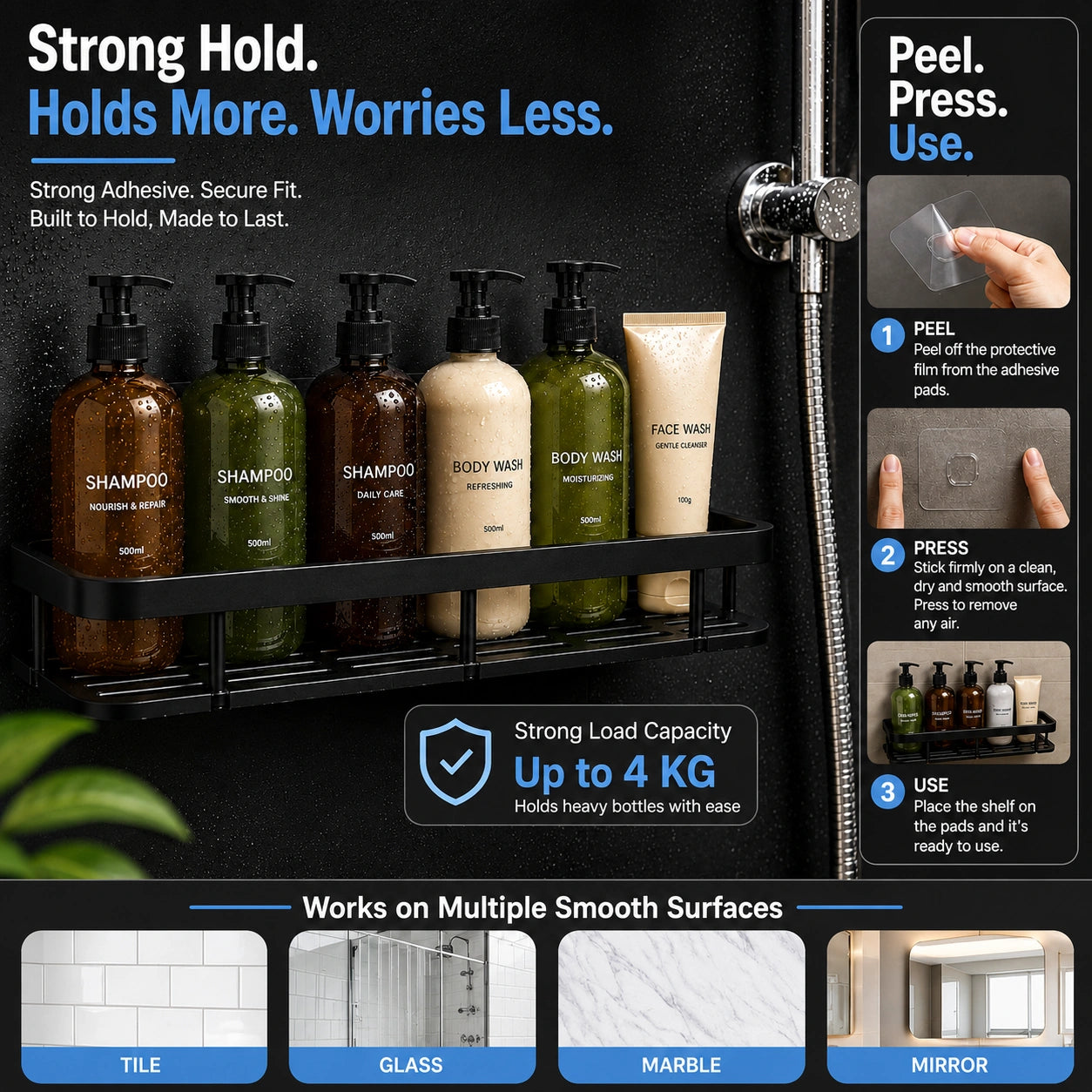 Wall Shelf – Self-Adhesive Bathroom & Kitchen Storage Rack