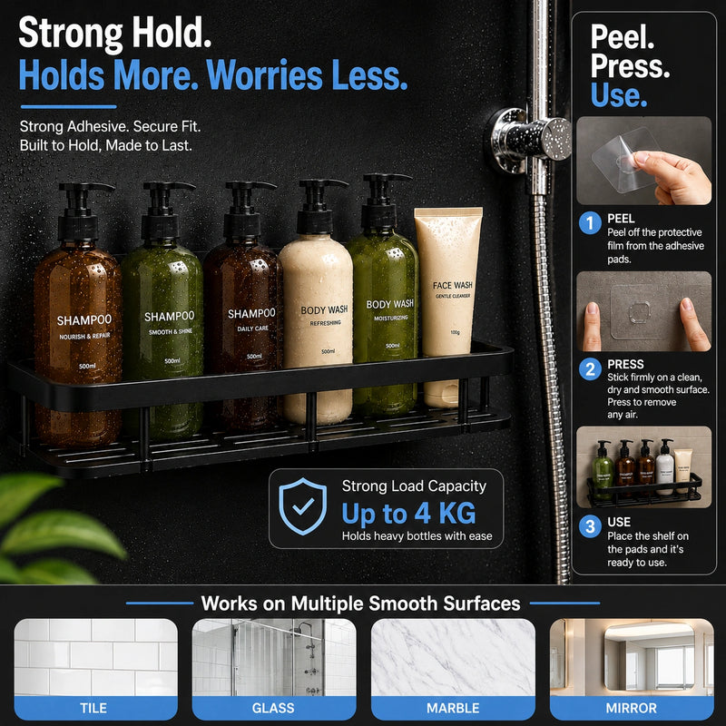 Wall Shelf – Self-Adhesive Bathroom & Kitchen Storage Rack