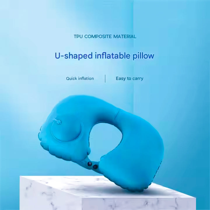 Portable Travel Outdoor Camping Inflatable U-Shaped Pillow – Memory Inflatable Neck Rest & Nap Pillow for Cervical Spine Support