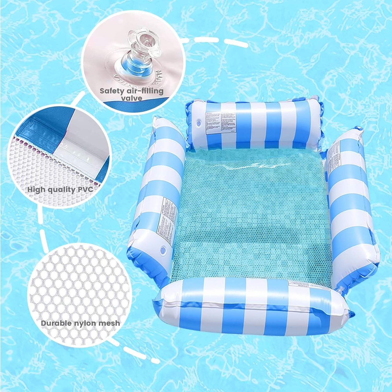 Outdoor Water Floating Bed Swimming Float Inflatable Mesh Water Hammock