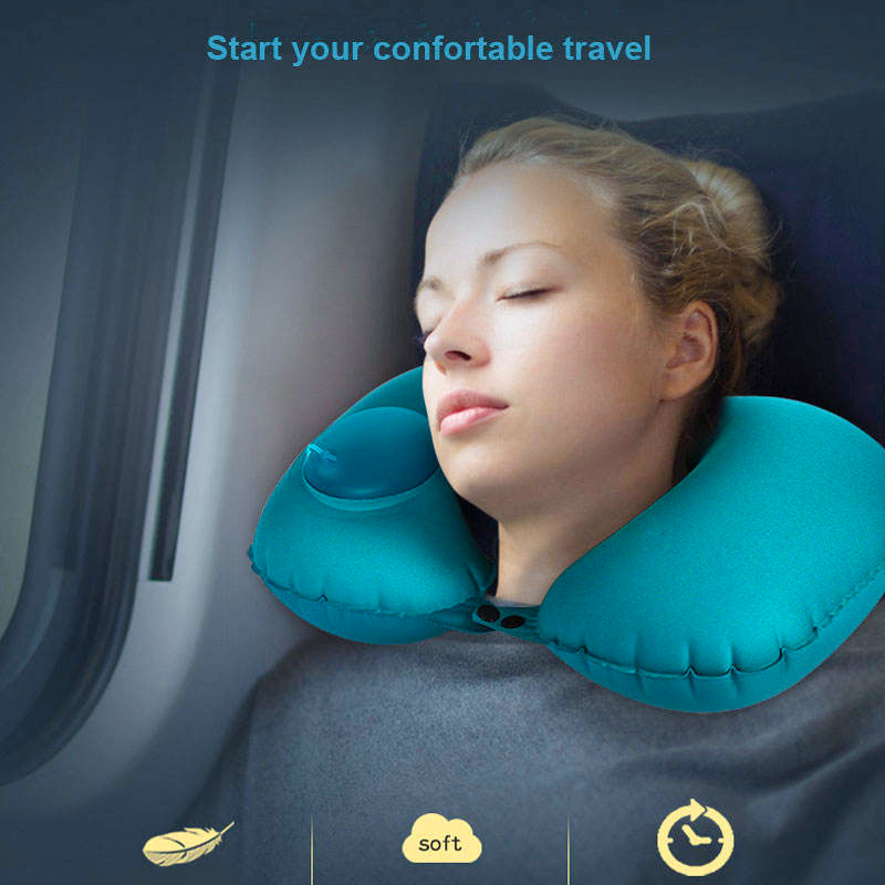 Portable Travel Outdoor Camping Inflatable U-Shaped Pillow – Memory Inflatable Neck Rest & Nap Pillow for Cervical Spine Support