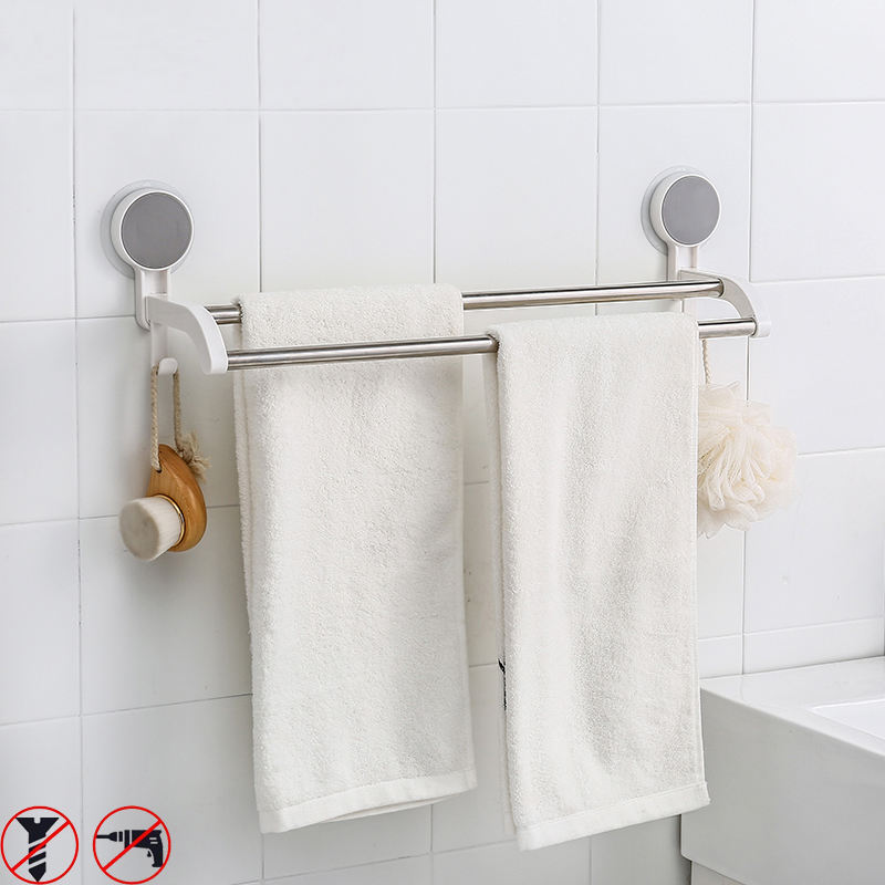 Double Pole Wall-Mounted Towel Rack – Adhesive Bathroom Storage Rack, Wholesale