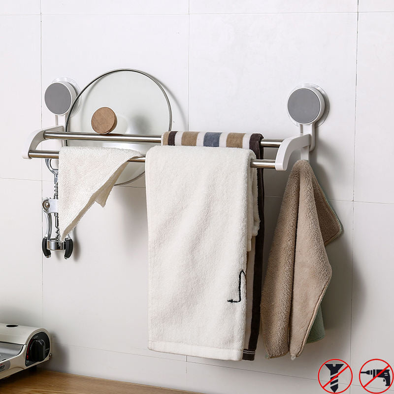 Double Pole Wall-Mounted Towel Rack – Adhesive Bathroom Storage Rack, Wholesale