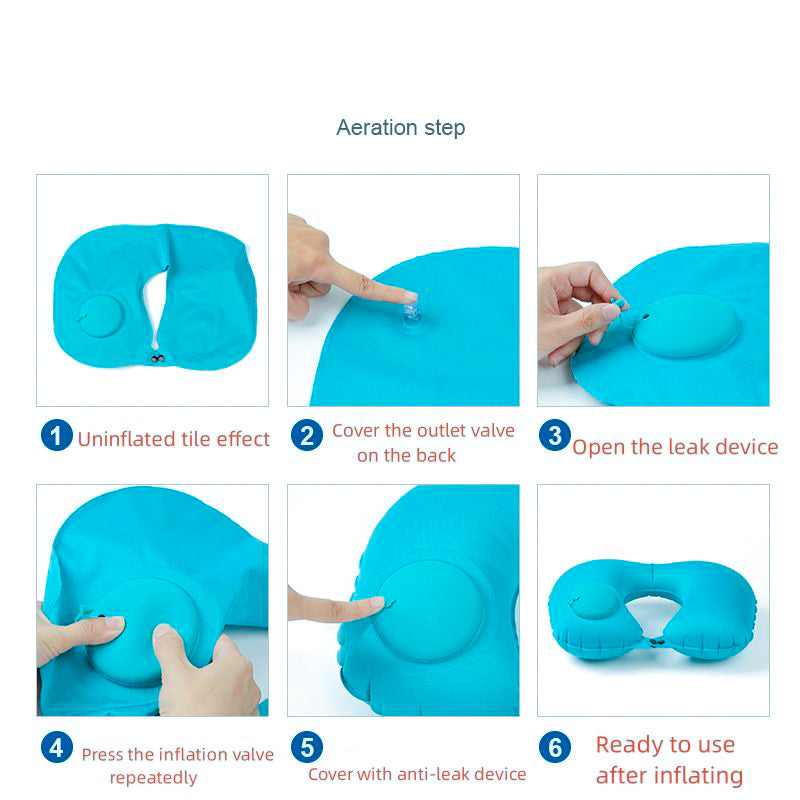 Portable Travel Outdoor Camping Inflatable U-Shaped Pillow – Memory Inflatable Neck Rest & Nap Pillow for Cervical Spine Support