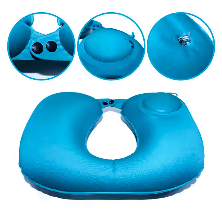 Portable Travel Outdoor Camping Inflatable U-Shaped Pillow – Memory Inflatable Neck Rest & Nap Pillow for Cervical Spine Support