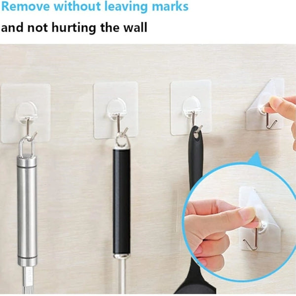 Super Strong Adhesive Wall Hooks – Waterproof 304 Stainless Steel Hooks (Pack of 6)