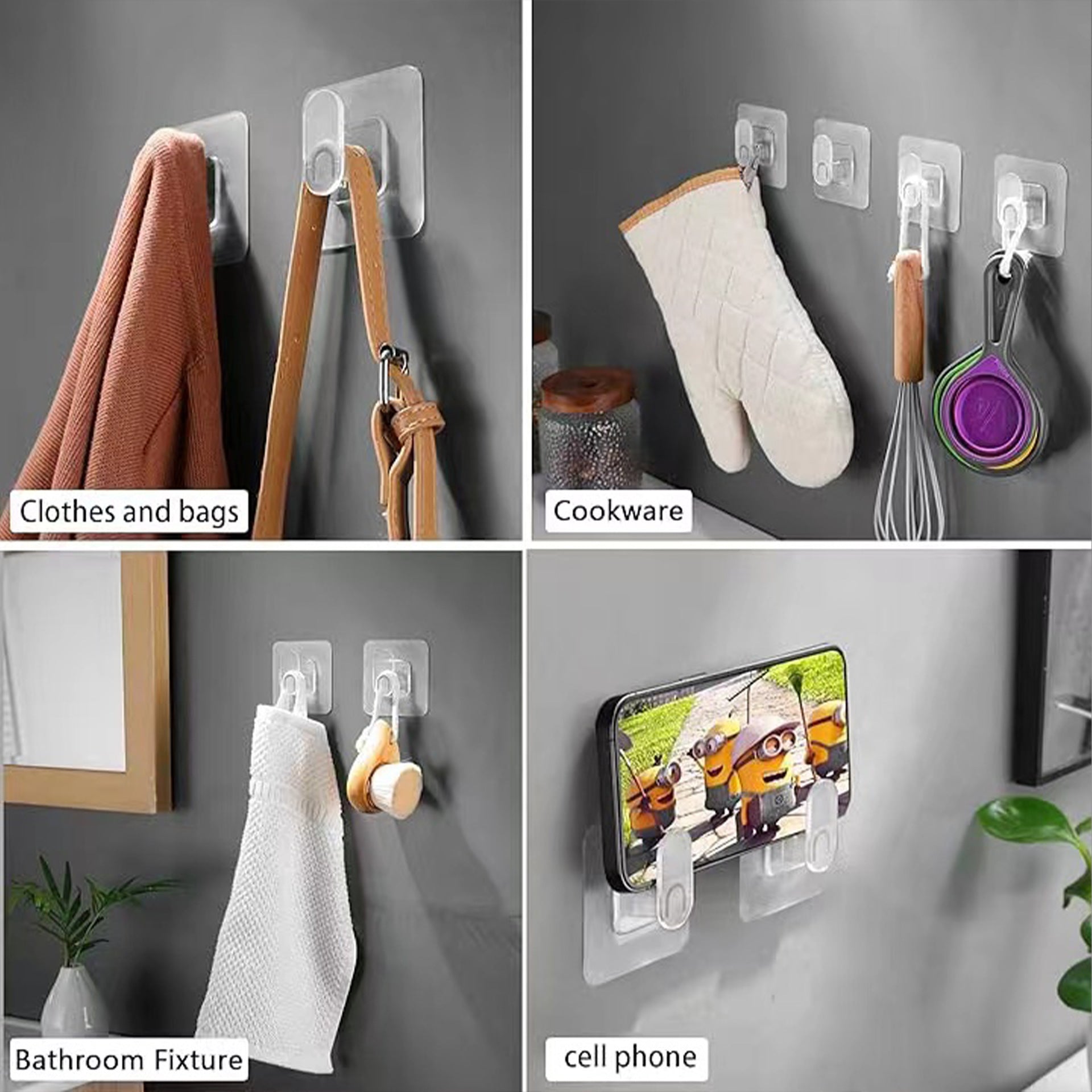 Strong Transparent Punch-Free Self-Adhesive Hook – Traceless Coat, Bathroom & Kitchen Storage Hook