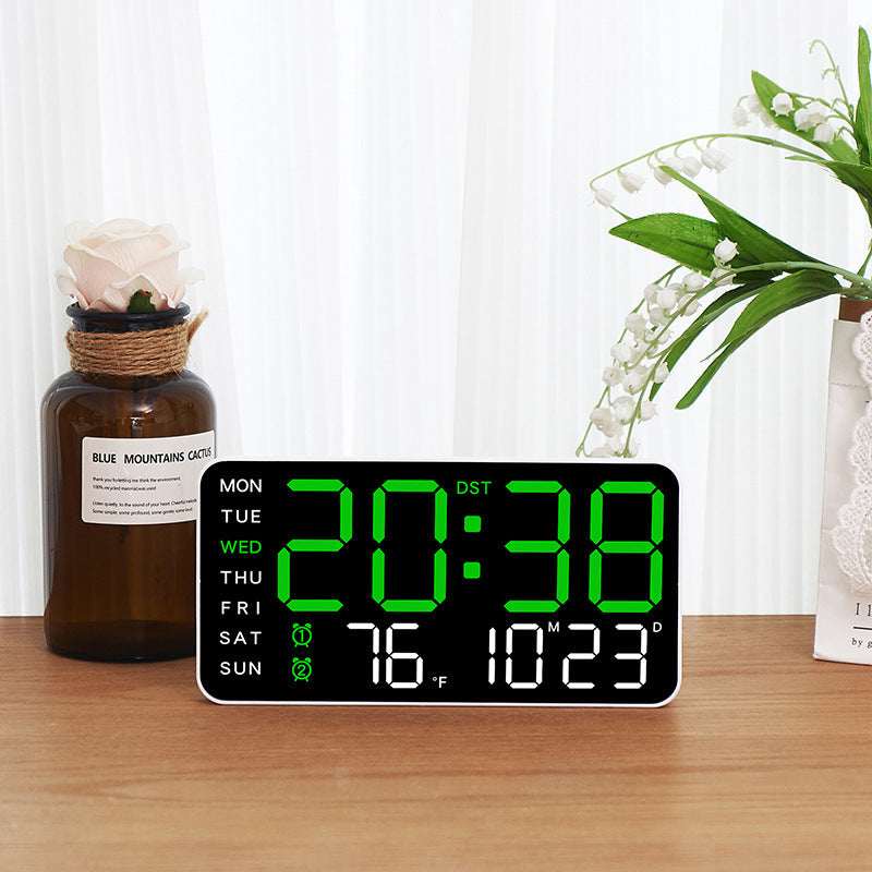 Modern Square Design Digital LED Alarm Clock with Mute Function and Week Display Large Size for Bedroom and Living Room Wall