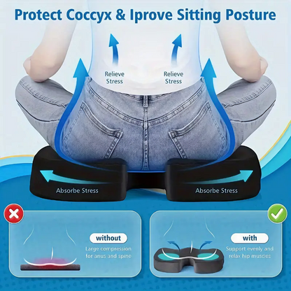 PrimeChoice™ Cooling Gel Memory Foam Seat Cushion - Slow Rebound for Hip Pressure Relief | Ideal for Office Chairs & Home Use | Easy-Clean Material