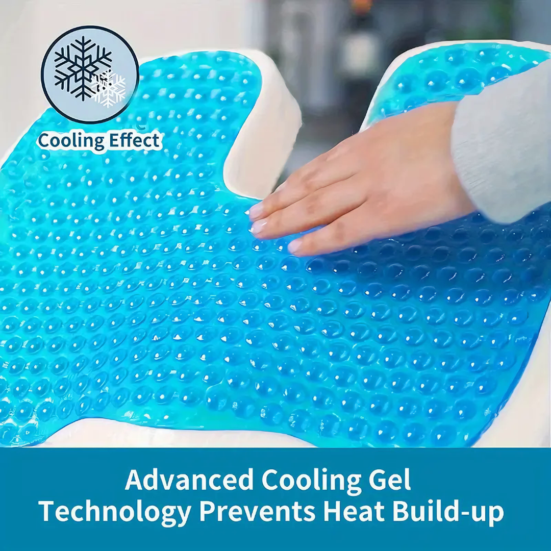 PrimeChoice™ Cooling Gel Memory Foam Seat Cushion - Slow Rebound for Hip Pressure Relief | Ideal for Office Chairs & Home Use | Easy-Clean Material