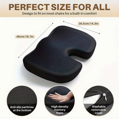 PrimeChoice™ Cooling Gel Memory Foam Seat Cushion - Slow Rebound for Hip Pressure Relief | Ideal for Office Chairs & Home Use | Easy-Clean Material