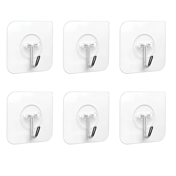 Super Strong Adhesive Wall Hooks – Waterproof 304 Stainless Steel Hooks (Pack of 6)
