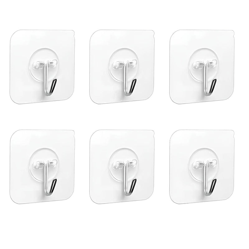 Super Strong Adhesive Wall Hooks – Waterproof 304 Stainless Steel Hooks (Pack of 6)