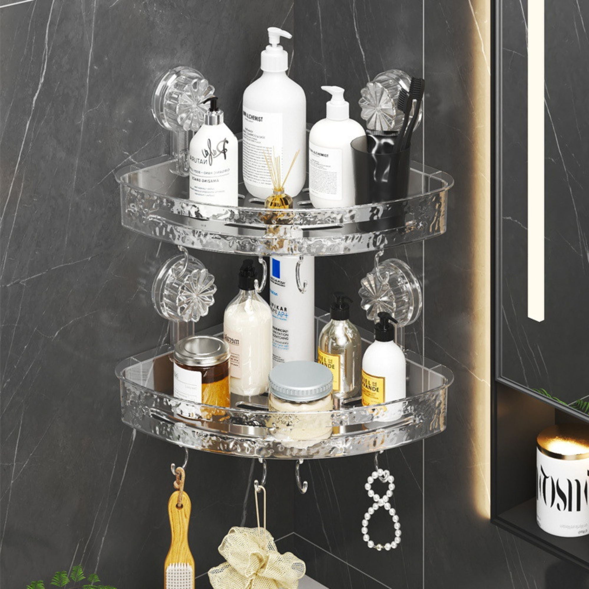 Triangle Suction Corner Rack – Punch-Free, Waterproof Bathroom Storage Solution