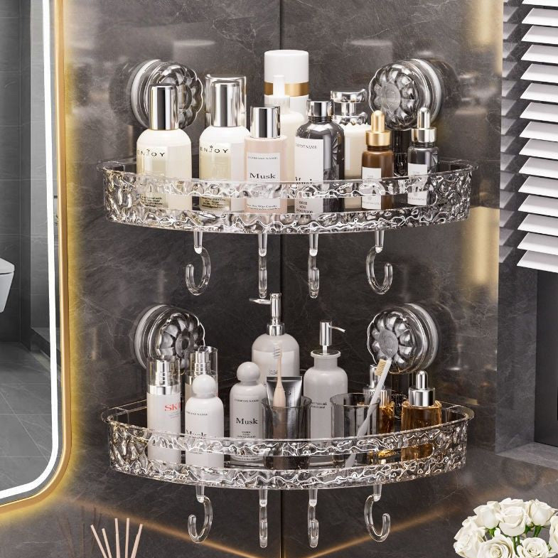 Triangle Suction Corner Rack – Punch-Free, Waterproof Bathroom Storage Solution