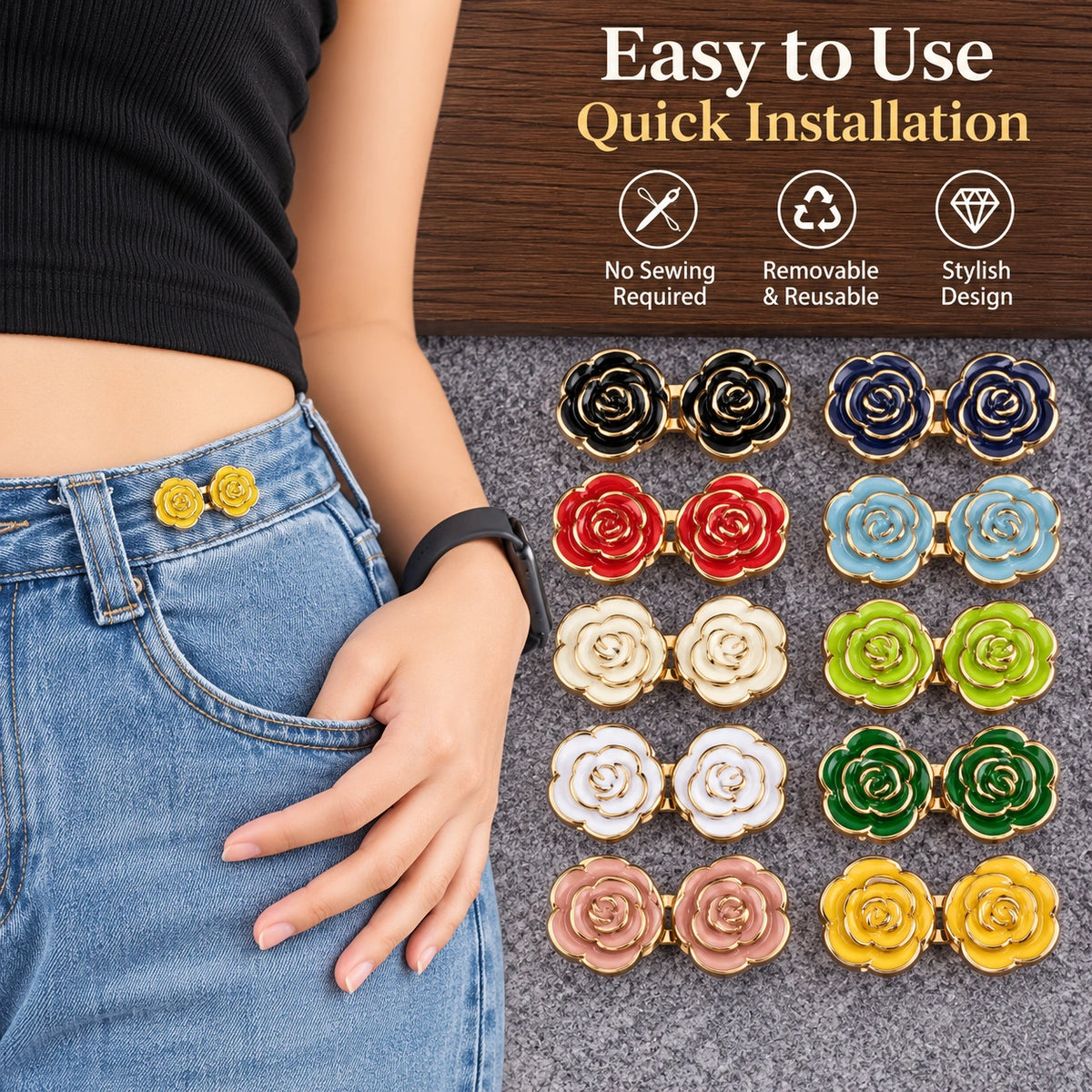 Adjustable Waist Tightener Clips – No-Sewing Jeans & Pants Waist Buckle (Pack of 10)