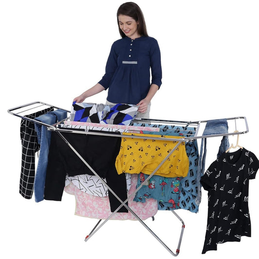 Foldable Stainless Steel Clothes Drying Rack – Indoor & Outdoor Laundry Stand