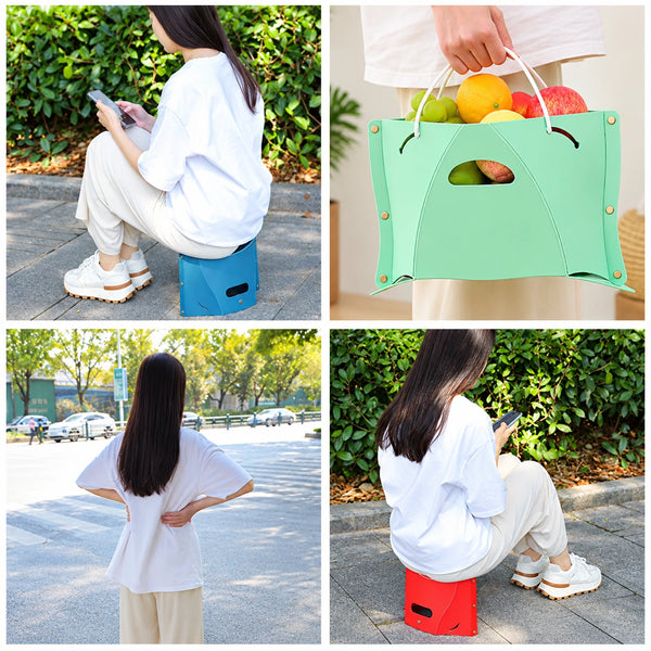 Foldable Portable Stool & Shopping Bag – Lightweight Folding Seat for Travel & Outdoor Use