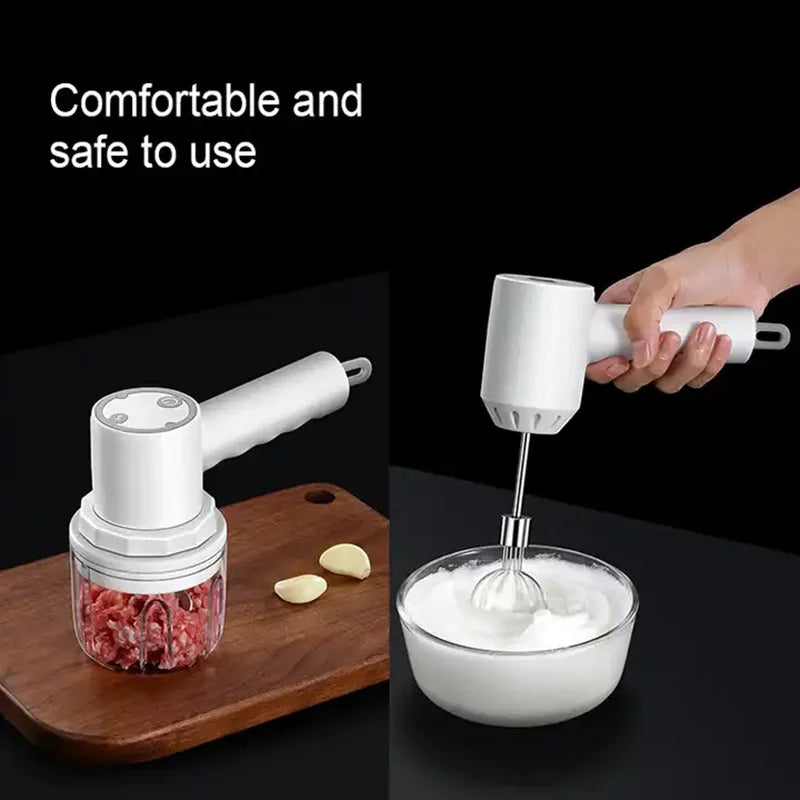 Kitchen Handheld Frother & Garlic Chopper Masher 2-in-1