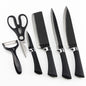 Professional Household Black Stainless Steel Cutting Cutter Corrugated Non Stick Coating Kitchen Chef 6pcs Knife Set