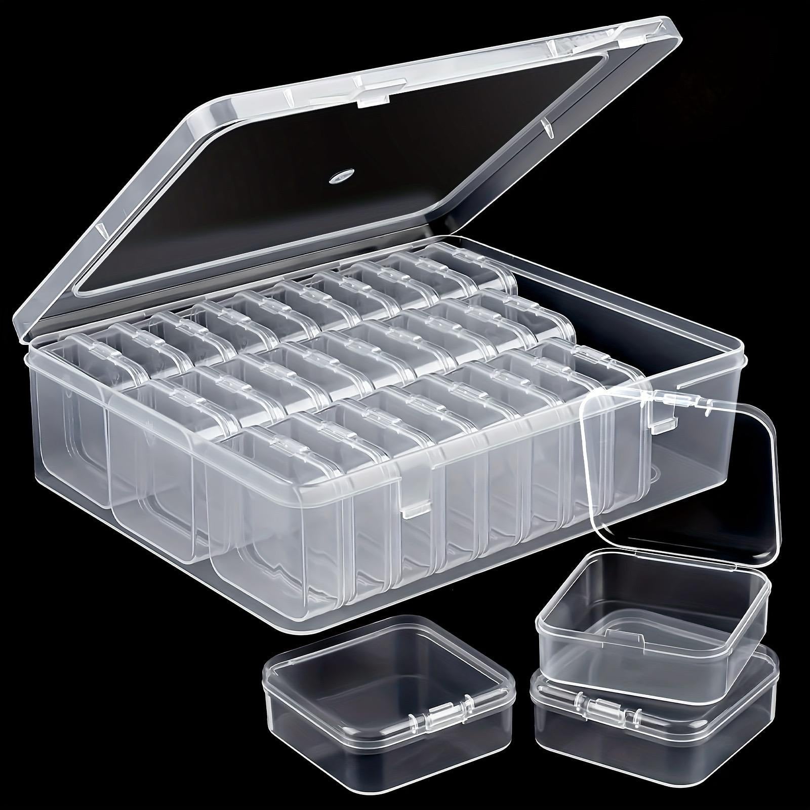 Large Clear Plastic Organizer Boxes – 30-Pack Folding Mini Bead Storage Cases