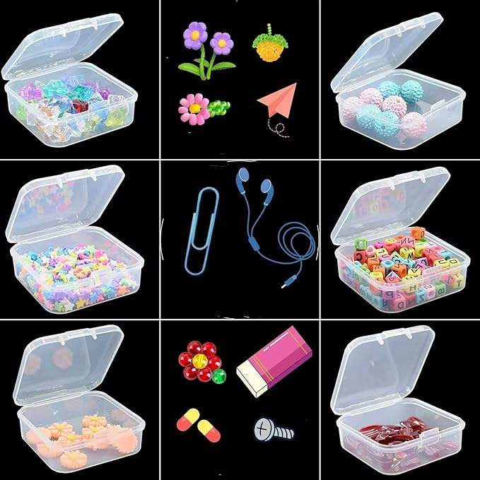 Large Clear Plastic Organizer Boxes – 30-Pack Folding Mini Bead Storage Cases