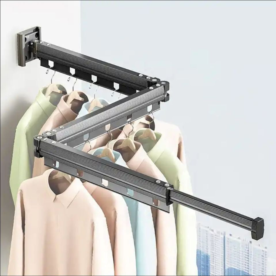 Wall-Mounted Clothes Drying Rack – Thickened Base, Space Saver for Balcony & Laundry