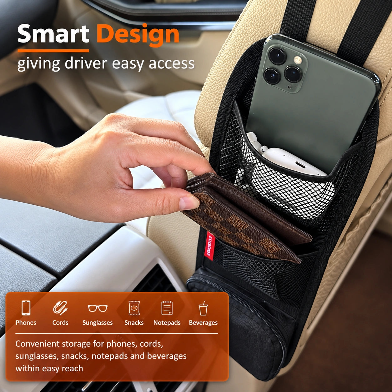 Car Seat Back Organizer – Multi-Pocket Hanging Storage Bag for Phone & Accessories
