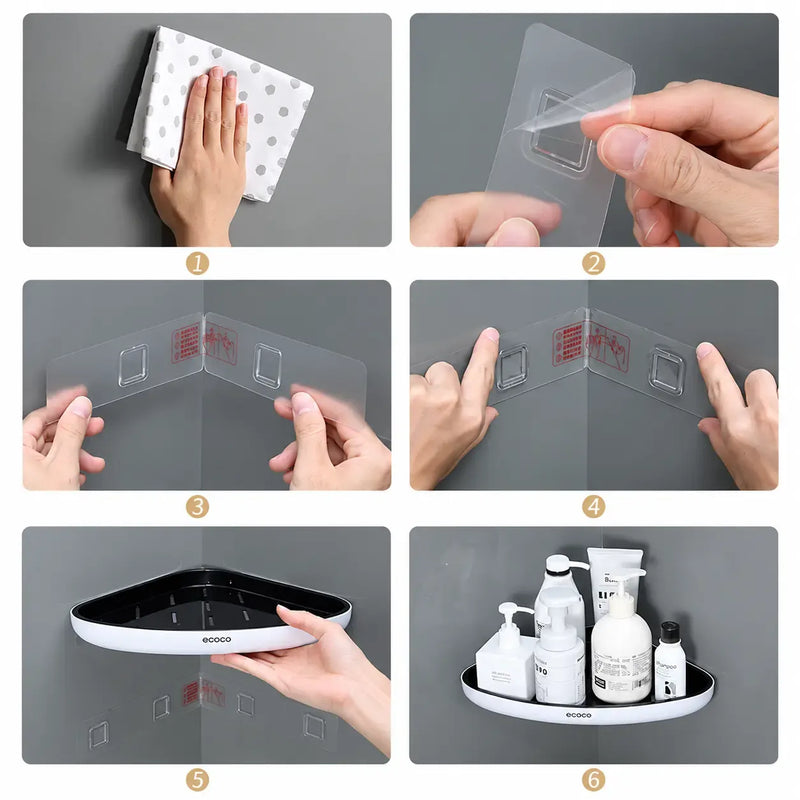 Wall Mounted No Drill Bathroom Corner Shelf