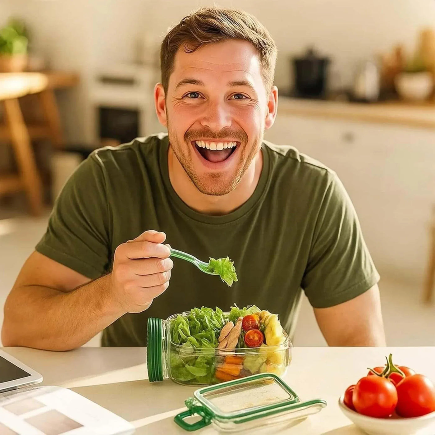 Portable Salad Jar Container