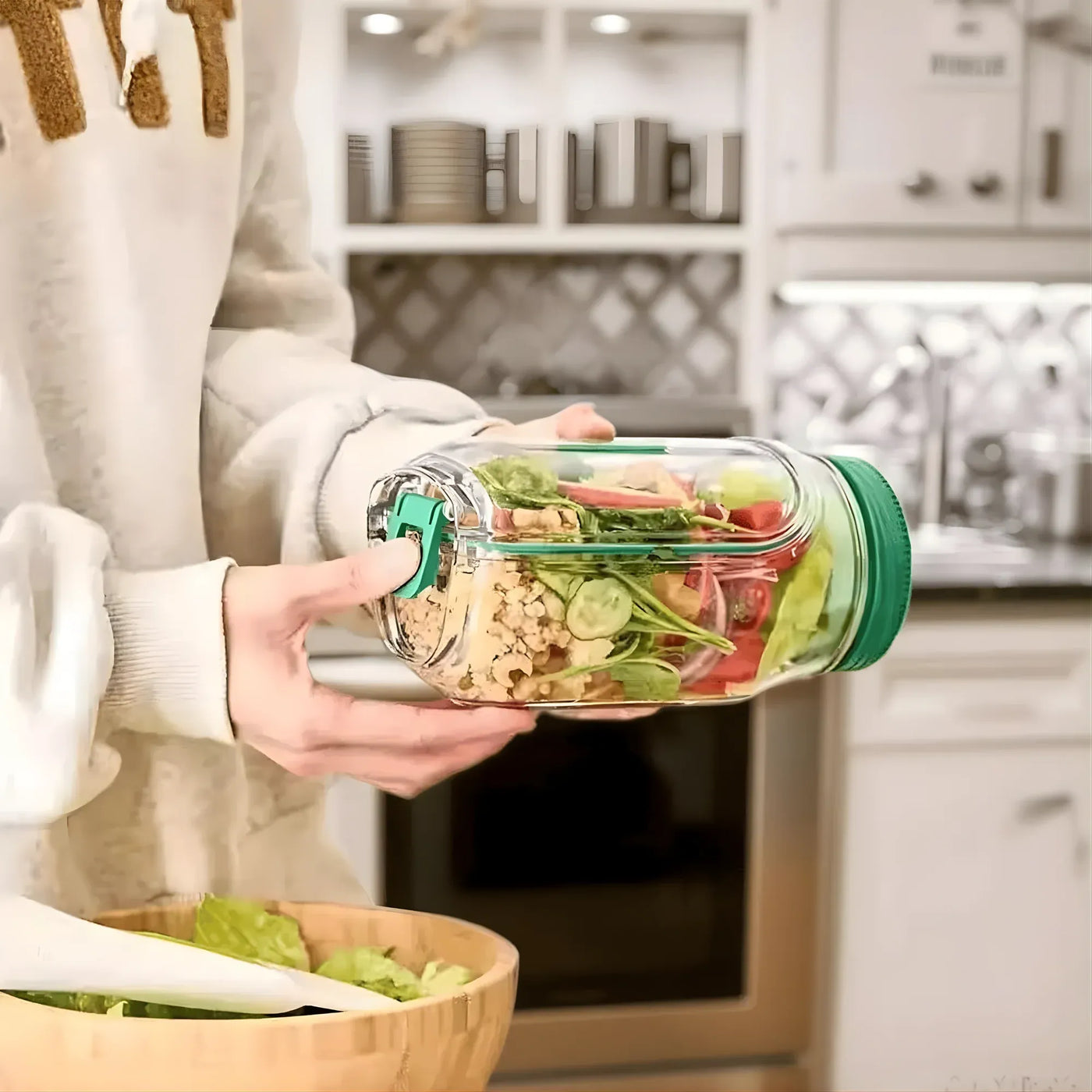 Portable Salad Jar Container