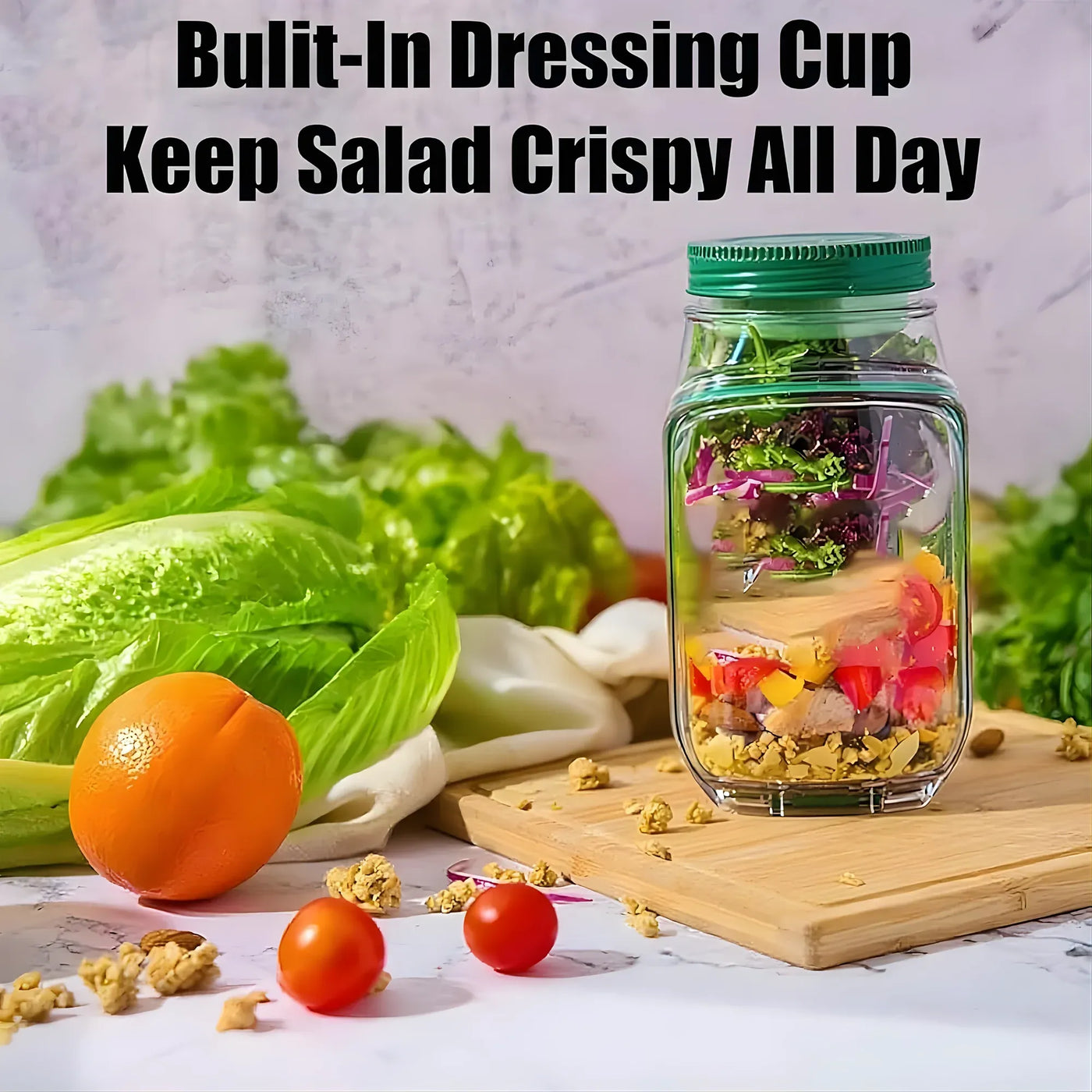 Portable Salad Jar Container