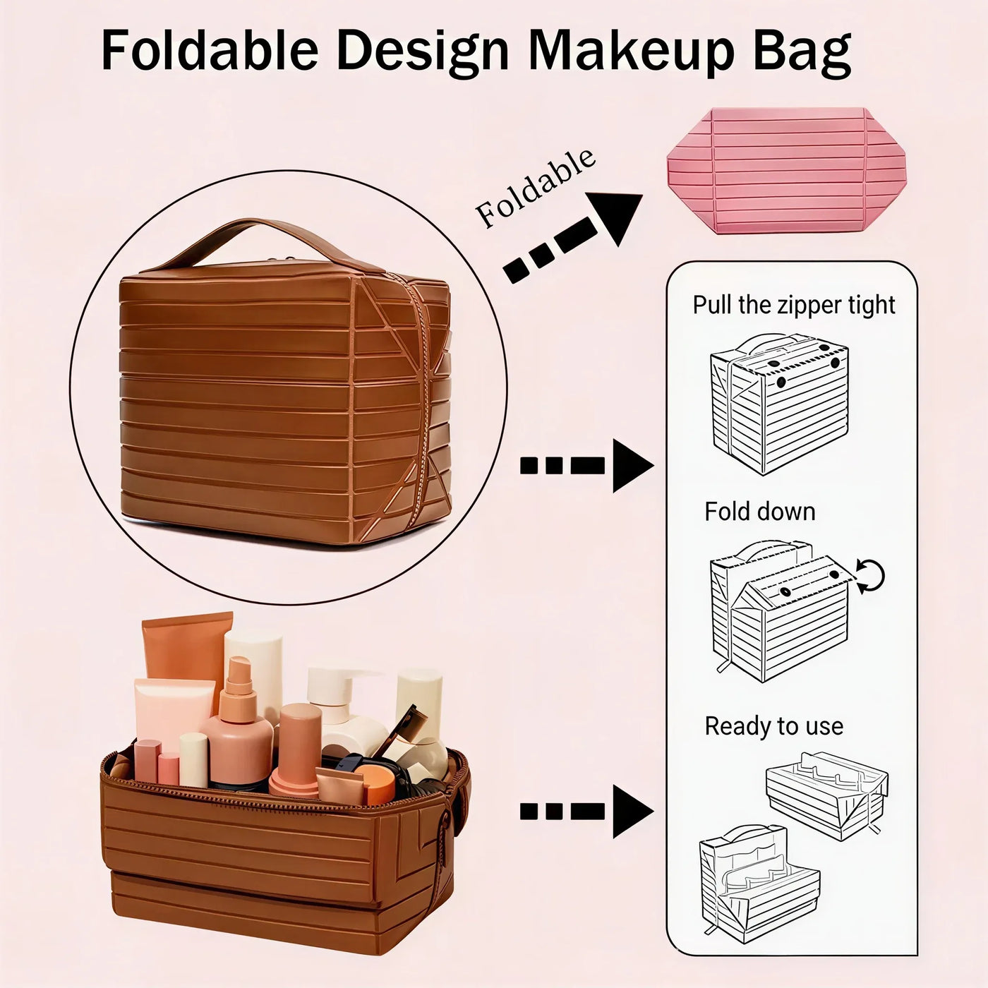 Fold Down Makeup Bag