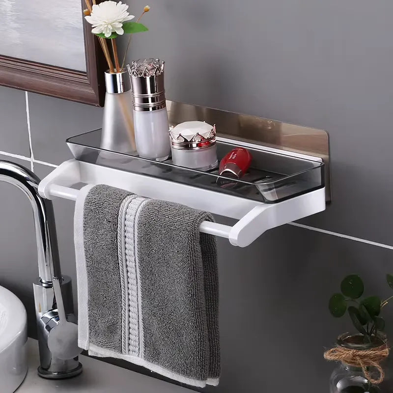 Adhesive Wall-Mounted Shelf – No-Drill Kitchen & Bathroom Storage Rack