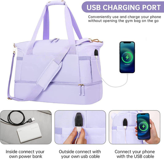 PrimeChoice® Smart Travel Bag | USB, Wet Pocket & Shoe Space