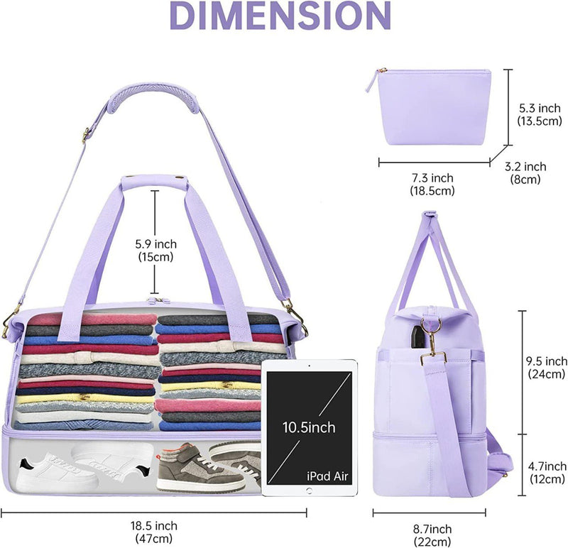 Smart Travel Bag | USB, Wet Pocket & Shoe Space