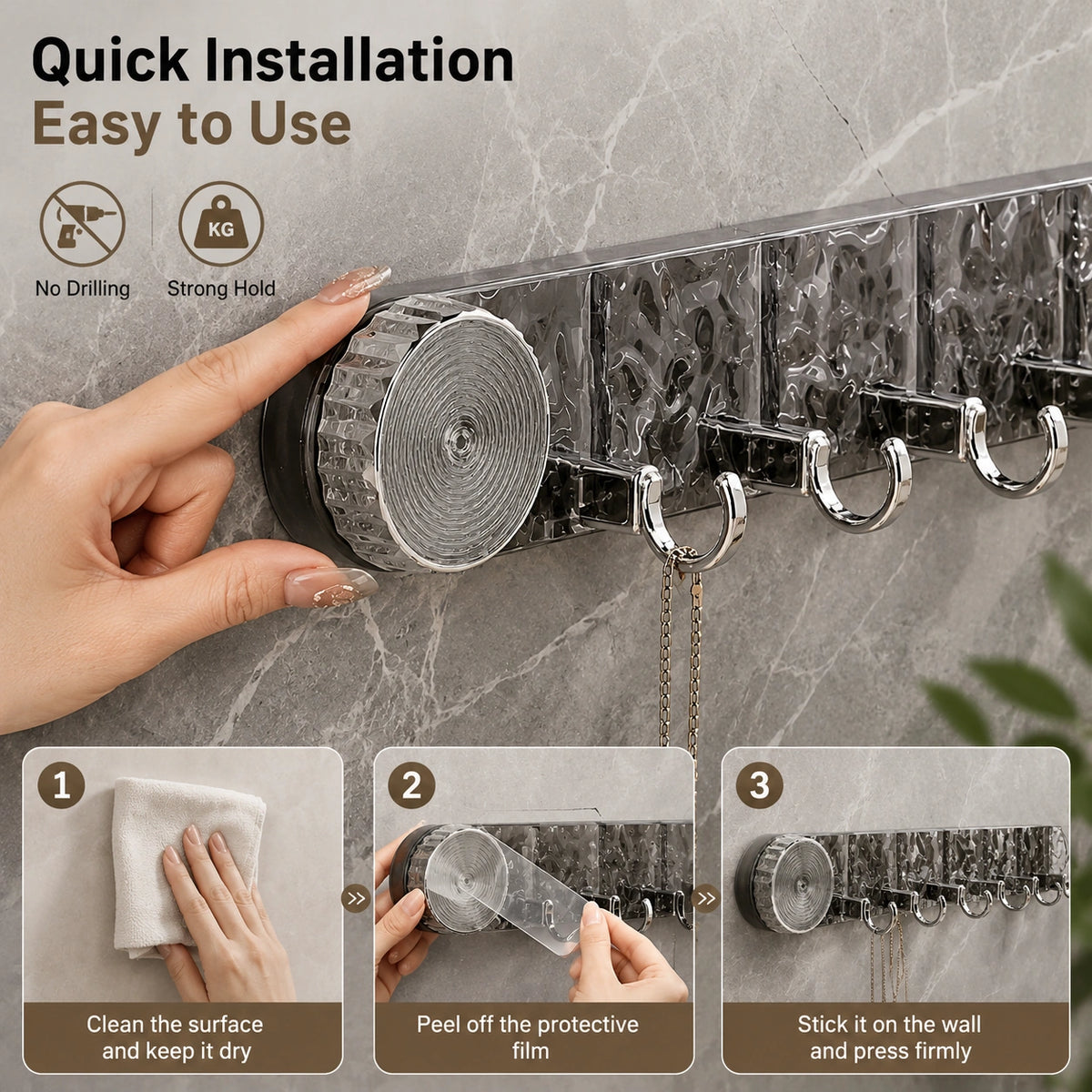 Powerful Non-Perforated Vacuume Mount Hook